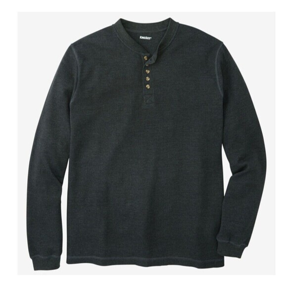 KingSize Shirt Mens 3XL Henley Thermal Waffle Knit Tee Outdoors Gray - Picture 1 of 8
